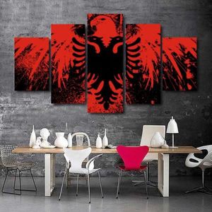 5 pezzi di tela Bandiera albanese decorazione artistica pittura pittura artistica245p
