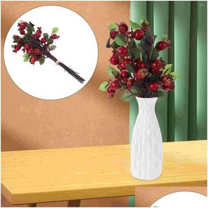 Dekorative Blumen Kränze Künstliche rote Beerenstiele Desktop-Dekor Picks Weihnachten Diy Kranz Dekore Blaubeer Drop Lieferung Home Gar Otgyl