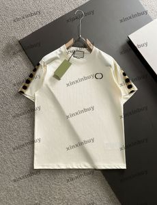 xinxinbuy Men designer Tee t shirt 2024 Letter Jacquard Webbing short sleeve cotton women gray black white S-3XL