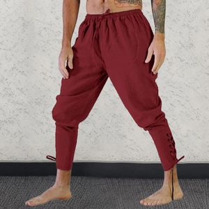 Herrbyxor retro män byxor manliga bekväma stilfulla gotiska leggings med dragkammarkläder för pojkar pantalones hombre