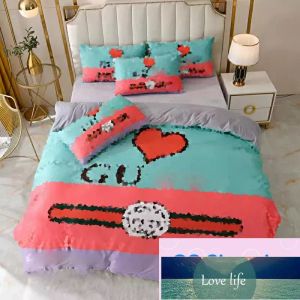 Sängkläder sätter lyxklassisk streckad brevlogo tryckt täcke täcke kudde fodral 4-stycken uppsättning av ren bomulls bekväm sängkläder set sovrum dekoration 1,8 m 2m 2 m