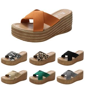 slippers women sandals high heels fashion shoes GAI summer platform sneakers triple white black brown green color49