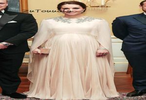 Kate Middleton Dubai Evening Dresses Moroccan Kaftan crew Pregnant Woman chiffon Long Formal Party Dresses Muslim Evening Dresses 4531506