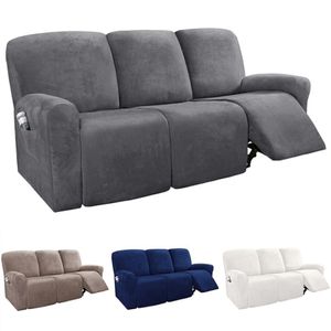 All-inclusive Recliner Sofa Cover för 3-sits elastisk stol Slipcover Suede Couch fåtölj Non-Slip Protector 2109093113