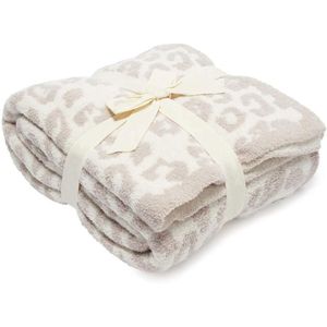 Blankets Half Wool Sheep Blanket Knitted Leopard Plush245Y