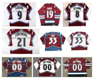 Personalizado Mens Mulheres Juventude Colorado''Avalanche''Hockey Jersey ROB BLAKE TEEMU SELANNE THEOREN FLEURY Joe Sakic Claude Lemieux PETER FORSBERG Patrick Roy RAY BOURQ