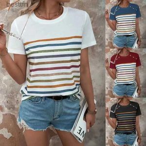 女性用Tシャツ夏の女性ファッションストライプTシャツホリデートップ5xl 3DプリントシャツHarajuku Fe Shirdルーズセットヘッドショートスロー衣類240311