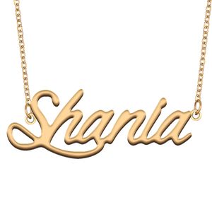 Shania colar com nome personalizado, pingente personalizado para homens, meninos, presente de aniversário, melhores amigos, joias banhadas a ouro 18k, aço inoxidável