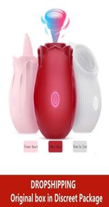 Fiore di rosa Succhiare Vibratore Capezzolo Ventosa Leccata orale Vagina Clitoride Massaggiatore Stimolazione Giocattolo adulto del sesso per le donne Masturbatore P1997017