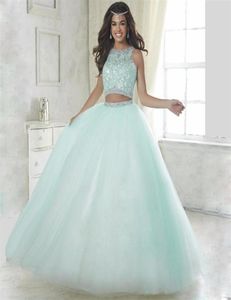 Sweet Pink 2019 매력적인 2 조각 Quinceanera Dresses Crystal Beed Girls Formal Pageant Ball Gown for Girls residos de 15 anos9385036