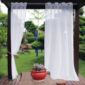 Tende da giardino per esterni Tenda in voile Occhiello Traslucido Traslucido Schermatura per finestre Decor Patio Giardinaggio Tende per porta scorrevole Cortinas