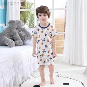 Completi di abbigliamento Completi di abbigliamento T-shirt per bambini stile coreano estivo Completo per ragazze Pantaloncini a maniche corte in puro cotone maschile Due pezzi ldd240311