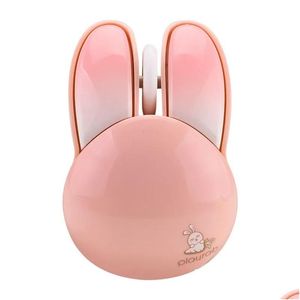 Myszy mofiiwiruless Silent Mouse Cute Rabbit Design 2 4 GHz z mini odbiornik USB Optical for Laptop PC Computer Notebook 231117 Drop Otrqi