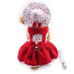 Armi store Heart Shape Dog Dresses Fashion Dogs Princess 6071080 Pet Clothing Supplies Hat Panties Leash 1 set LJ200923242m