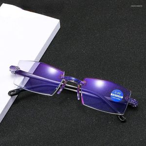 Solglasögon Blue Light Glasses Frameless Women Men Computer Myopia Degrees -1.0 till -4.0 Clear