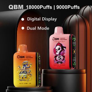 QBM Yeni 18000 Puflar Tek Kullanımlık Vape Çift Mod 18000 Puflar 9000 Puflar Dijital Ekran E Sigara Kiti 9K Puflar Nabız 18k Puflar Düzenli 18ml Önceden Doldurulmuş Vapes Vs BC10000