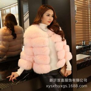 Vinter och haining Autumn New Thicked Loose Korean Patchwork Imitation Fox Fur Coat för kvinnor 7929