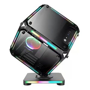 コンピューターケースゲームケースサイド透明ガラスパネルMicro-ATX/MINI-ITX RGB PC USB 3.0/USB 2.0/HDD/SSDデスクトップ-Black Otkex
