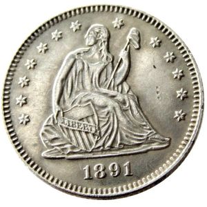 Moedas dos eua 1891 p o s sentado liberdade quater dólar banhado a prata artesanato cópia moeda ornamentos de latão decoração para casa acessórios254a