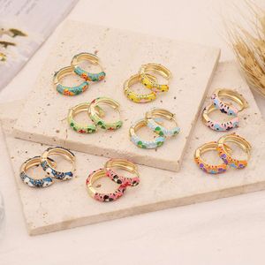 Jewelry Multi-color Drip Oil Personalized Temperament Flower Earrings, E423