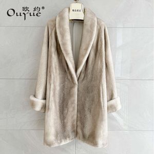 Velvet Fur Label Lila Mittellanger modischer Vollnerzmantel für Damen mit hochgekrempelten Ärmeln 2023 Neu 7345