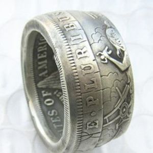 Anel de moeda feito à mão HB11 por HOBO Morgan Dollars vendendo para homens ou mulheres joias EUA size8-16268m