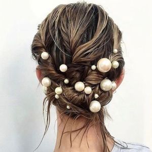 ブライダルウェディングヘアアクセサリーパールピンゴールドカラーさまざまなサイズアイボリーホワイトヘアジュエリー合金+パールシルバーゴールド2513