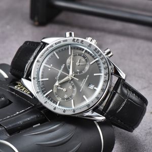 Ome Armbanduhren für Herren, 2024, neue Herrenuhren, alle Zifferblätter, Quarzuhr, hochwertige Top-Luxusmarke, Chronographenuhr, Lederuhrenarmband, Herrenmode, ome-010