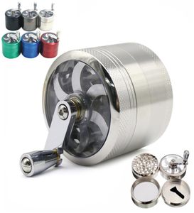 Tütün öğütücü 55mm 4 katmanlar zicn alaşım el krank tütün öğütücüler metal el muller biber öğütücüler sigara aksesuarları cca12083649815