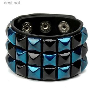 Beaded Fashion Punk Leather Bracelet Unisex Black Cuff Adjustable Rock Style Wristband Jewelry for Men Women GiftsL24213