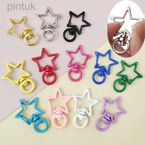 Keychains Lanyards 1-10pcs Star Metal Snap Hook Colors Keychain Lobster Clasp Hooks Buckle Bag Chain Connector For DIY Jewelry Making Accessories ldd240312