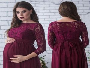 Casual Dresses Maternity Women Dress Pleated Maxi Pregnancy Baby Shower Wedding Gown2375670