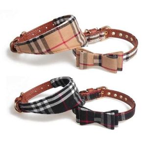 Fashion Dog Collar och koppel av högsta kvalitet med båge -triangelhandduk Tie Pretty Metal Buckle Liten Dogcat Collar Pet Accessor265Z