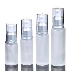 20 ml 30 ml 50 ml frostad glasflaska, kosmetisk förpackning, lotionsprayflaskor, tryck pumpglasflaskor snabb frakt F1876 BJMSR Gkauk