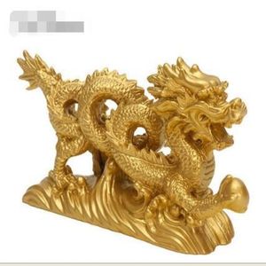 KiWarm Classic 6 3 Chinesische Geomantie Golddrache Figur Statue Ornamente für Glück und Erfolg Dekoration Zuhause Craft289O