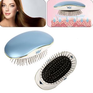 Portable Electric Ionic Hairbrush Takeout Mini Hair Brush Comb Massager Hairbrush Bristle Nylon Curly Detangle för stylingverktyg 240229