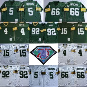 Retro Football 92 Reggie White Jersey 5 Paul Hornung 89 James Jones 18 Randall Cobb 4 Brett Favre 15 Bart Starr 66 Ray Nitschke 1949 1993 1994 Vintage 75th Anniversary