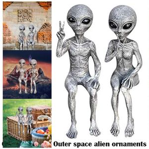 Yttre rymd främmande staty martians figur set för hem inomhus utomhus figurer trädgård ornament dekor miniatyres2348