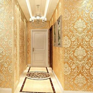 Modern Damask Wallpaper Wall Paper Embossed Textured 3D Wall Covering For Bedroom Living Room Home Decor1236S