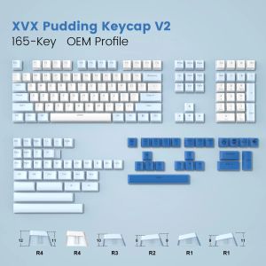 Accessories Custom Pudding PBT Keycaps 165 Keys OEM Profile Double Shot Backlit Keycaps Shine Through for Cherry Gateron MX Switch Keyboard