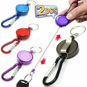 Keychains Colorful Retractable Pull Keychain Badge Reel ID Lanyard Name Tag Card Holder Reels Recoil Belt Key Ring Chain Clips Chains
