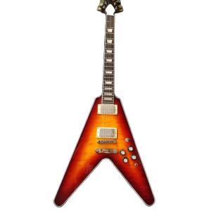 Factory New Electric Guitar Mahogany Body Fingerboard Flying V Red Tiger Pattern