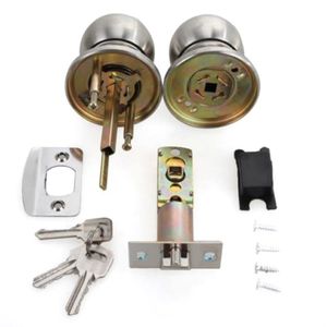 Stainless Steel Round Ball Door Knobs Rotation Lock Knobset Handle Entrance Lock With 3 Keys for Bedrooms Living Rooms Bathrooms 2267I