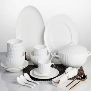 16pcs Ceramiczne białe zastawa stołowa do dostosowania DIY313Y