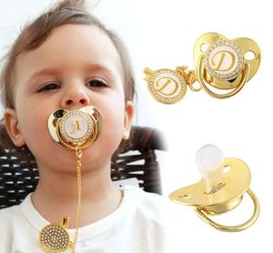 Baby Dummy Holder Nipples Clips Namn Inledande brev Baby Pacifier och nappklipp BPA gratis silikon Spädbarn Nippel matklass TEETTER CHewable Nursing Toy