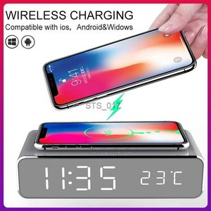 Altri orologi Accessori Sveglia LED Caricabatterie wireless QI per iPhone Samsung Huawei Con termometro digitale Visualizzazione della data Orologio elettricoL2403