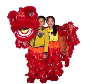 Arte vermelho crianças novo leão dança mascote traje escola jogar ao ar livre crianças dias desfile lã sul leão adulto tamanho chinês folk8448757