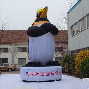 Atacado 8mh (26 pés) com soprador gigante publicidade inflável balão pinguim inflável com tira para decoração de cidade