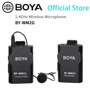 Microfones BOYA BYWM2G 2.4GHz Condensador Sem Fio Lapela Lapela Microfone para GoPro Hero 3 4 PC Android iPhone DSLRs Câmeras Youtube Vlog