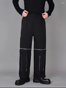 Men's Pants Fashion Brand Zipper Decoration Wide Leg Hairstylist Loose And Trendy Versatile Casual